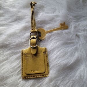 Fossil Yellow Leather Luggage ID Bag Charm